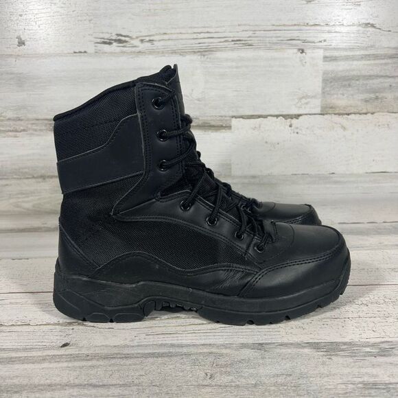 Interceptor Mens Force Boot Black Steel‎ Toe Slip Resistant Leather Size 7.5 - Picture 1 of 8